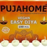 Pujahome Cow Ghee Cotton Wicks Wax Free Diya Batti for Daily Puja Readymade Ghee Diya Batti Easy to Use Long Lasting 30 Minutes Burning Time (100 Pieces Per Pack, Pack of 1)