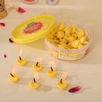 CraftVatika Readymade Diya Ghee Batti Pure Cow Ghee Cotton Wicks for Poojan, Diwali Decoration Handmade Wax Free Diya for Puja (50 Pcs)