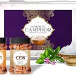 AKSHOBHYA Bhimseni Camphor Original 500 Grams with Dhoop Cones for Pooja (80 Cones Each) [Bhimseni Karpoor Original + Keshar Chandan + Guggal Dhoop Cones] - (Combo of 3 Complete Pooja Aarti Set)