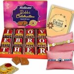 Midiron Rakhi Hamper for Brother with Trendy Rakhi set of 2, Raksha bandhan chocolate combo for brother, 144g Chocolate Box, Roli Akshat and – Gift Set