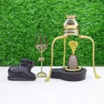 Neelkanth Shivling Stone Stone Narmadeshwar Shivling Narmada Shivling Full Set With Jaladhari, Naag (Snake), Nandi, Trishul & Water Stand For Home Puja (1.5 Inch Shivling - 3 Inch Base)
