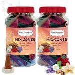 Hari Darshan Natural Dhoop Cones Mix - 240 Cones | Lavender Rose Sandal Mogra | Pure Long-Lasting Dhoop Cones for Pooja Meditation Home Fragrance | Pack of 2 Jars 120 Cones Each for a Divine Aroma