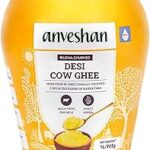 Anveshan A2 Desi Cow Ghee 1 Litre | Traditionally Bilona-Churned, Danedar Ghee | Aromatic| NABL Lab Tested (70+ tests), Cruelty-Free | Grass-Fed | Glass Jar