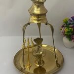 Chkoteravatiya 7 inch thali with Crystal shaligram, Brass jaldhari Stand, Shiv ji trishul for Prayer Room, Lord Shiv Pooja