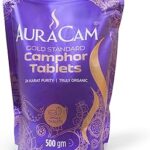 AuraCam Gold Standard Pure Camphor Tablets Pouch for Puja, Meditation, Spirituality | Aromatic Kapooram Tablets | 100% Pure Kapur Tablets Pouch (Small, Pack of 1, 500 g)