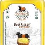 KAMDHENU GAUVEDA | Desi Kissan certified A2 Cow Ghee | Churned From Vedic Traditional Bilona Method | Natural & Pure | Rich in Nutrients | Ideal for Cooking and Making Sweet | Grassfed, Pure, Healthy, Ayurveda & Daily Use A2 Cow Ghee Pack In Premium Square Glass Bottle 0.59 Kilograms With Stainless Steel Cap Plus Extra Safety Cap (250 ml, 1 Nos )
