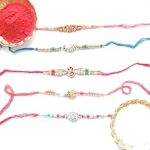 Sadan Shringar designer Rakhi for brothers, set of 5 with Roli, akshat