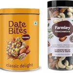 Farmley Classic Date Bites 200g & Panchmeva Healthy Dry Fruits Mix 405 g I Dates Barfi Made with Dates, Pista, Cashews, Almonds, Honey and Pure Ghee I Dry Fruits Nuts