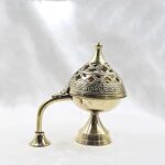 Divine Hindu Brass Dhoop Daan, Traditional Incense Holder, Handcrafted for Pooja, Aarti, Havan, Meditation, Decor, Gifting | (Pure Brass Dhoop Stand)