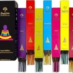 Simply Vedic Luxe Incense Sticks Set with Holder – 175 Hand-Rolled Natural 7 Fragrances: Lavender, Sandalwood, Jasmine, Rose, Vanilla, Patchouli, Indian Temple | Aromatherapy, Meditation, Yoga