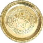 HiTechMart The Spiritual Living Brass Pooja Pital Aarti Thali for Puja || Pooja Items || Size - 17 cm