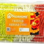 Pujahome Twisted Cotton Short Wicks for Akhand Jyoti –600+ Pieces,Long Batti for Daily Pooja & Meditation – Multicolor Deepak Diya Wicks for Aarti and Mandir Use
