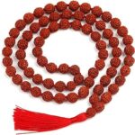 Rudraksh Mala 5Face (Panchmukhi 108+1beads) Genuine Himalayan Rudraksha Seeds Religious Ornament Rosary Japa Mala Men and Women (Color: Brown, Size 7-8 MM)