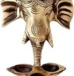 Two Moustaches Brass Ganesha Wall Hanging Diya with Bells for Home Decor, Brass Hanging Diyas Oil Lamp, Diwali Gifts, Diyas for Diwali, Ghanti for Pooja, Temple Decor, Standard
