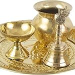 Spillbox Traditional Handcrafted Brass Puja | Pooja Thali | Arati | Arathi | Arthi | Arti | Arathi | Bartan Thambulam Plate(Diya-Bell-Lota)