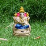 Puja N Pujari Eco-Friendly Ganesh Clay Idol for Ganesh Chaturthi (6.5-inch, Multicolour)