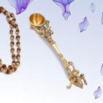 Traditional Brass Achmani Hawan Yagya Ahuti Spoon with Lord Sri Ganesh on Top, Decorative Mythological Design