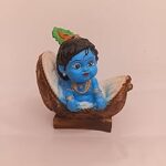 Divine Heaven Home Decor - Baby Krishna in Tokri - Resin Miniatures to Decor Your House, Pooja Mandir/Temple, Car Dashboard and Etc...