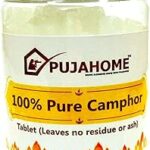 Pujahome Pure Camphor Kapoor Zero Residue Kapur with Fragrance for Pooja Kapooram Tablets for Puja Aarti Havan Kapur Goli Yoga Kapoor Dani (100g)