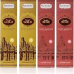 Hari Darshan Temple Premium Flora Combo Agarbatti | Rose | Gold | Long Lasting Fragrance Masala Flora agarbattee Incense Sticks for Daily Pooja, Havan, Meditation and Yoga | Pack of 4-12 Sticks Each