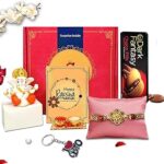 Midiron Rakshabandhan Gift Combo set, Trendy Rakhi Gift for Brother with Designer Rakhi, Roli Akshat, Chocolate Cookies Box, Ganesh Idol– Raksha Bandhan Combo