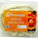 Pujahome Twisted Cotton Wicks- Pack of 12 | Akhand Jyot Batti | Twisted Cotton Batti for Pooja, Arti, Meditation and Spiritualism Special (White Colour)