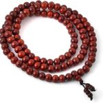 RDK? Handcrafted Original Red Sandalwood Mala Rosary Lal Chandan Jaapmala Wooden Knotted Japa Maala for Meditation Pooja Chanting Wearing Jewelry Prayer Beads - 108 Beads (8 MM)
