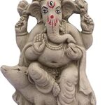 Handmade 100% Eco-Friendly Tulsi Clay Ganesha Idol | Ganpati Murti | Ganesha Statue kit for Ganesh Chaturthi Gift 79 (Height 6.5 inch)