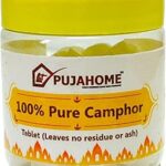 Pujahome Pure Camphor Kapoor Zero Residue Kapur with Fragrance for Pooja Kapooram Tablets for Puja Aarti Havan Kapur Goli Yoga Kapoor Dani (50g)