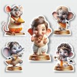Ganesh with Mushak Sena | Decoration for Kids | Ganapati Decoration |18 Character Standee DIY Kit with Cute Ganesha & Mushak Mice