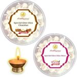 SHUBHKARMA Special Ghee Diya COMBO (Rose + Chandan), 30min Burning Time, Pack Of 100 Pieces (50 Pieces Each Fragrance) Handmade, Wax Free, Round Shape Ghee Diya For Pooja, Festivals & Religious Rituals