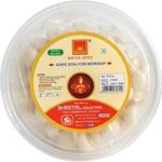 BHANU Pure Ghee Diya Batti for Pooja, (100 Pieces), Festivals, Havans & Religious Rituals | Readymade Ghee Diya Batti | Easy to Use & Long Lasting | Wax Free Ghee Batti