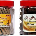 SHREE GURU VANDANA DHOOP V AGARBATTI Chandan 120 Incense Sticks -Chandan Dhoop 60 Cones Best for Pooja,Spa and Home Fragnance