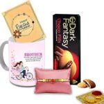 Midiron Chocolate Gift for Raksha bandhan, Stylish Rakhi Gift Set for Brother with Chocolate Cookies Box, Roli Akshat – Raksha Bandhan Special