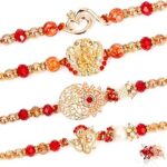 VIBHAVARI Rakhi for Brother with Tilak Material and Greeting Card - Pack of 4 Rakhi For Men