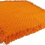 CRM TRADERS Woolen Puja Aasan Mat for Prayers - Handmade Decorative Pooja Mat 21 x 22 inch - (Yellow)