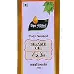 Sips N Bites Cold Pressed White Sesame Oil Small Bottle 100ml | Suitable for Baby Care, Skin Care, Cooking, Massage | Til ka Tel | Pressed On Wooden Churner With A1 Quality Sesame Seeds (1) oil for pooja