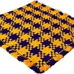 CRM TRADERS Woolen Puja Aasan Mat for Prayers - Handmade Decorative Pooja Mat 21 x 22 inch - (Yellow and Purple)