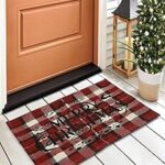 SASHAA WORLD Multipurpose Check Rug Floor Area Indoor Mats (50x80 cm, Red & White Check)