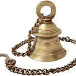 Two Moustaches Brass Hanging Bell with Chain, Ghanti for Pooja, Ghanti for Home Temple, Brass Hanging Bells, Gifts for Housewarming, Diwali Decoration Bells, Return Gifts for Pooja, Pack of 1