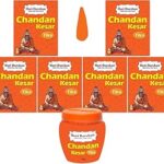Hari Darshan Pure Kesar Chandan Tika | Traditional Sandalwood Kesar Tika for Puja Havan & Daily Rituals | Long-Lasting Fragrance & Smooth Application for a Divine Experience Pack of 6 (40gm Each)