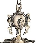 DEVDECOR Brass Shankh Chakra Diya & Hanging Bell, Home & tample Decor (Pack of 1)