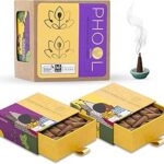 PHOOL LUXURY INCENSE Pack Of 2 Natural Incense Cones, Meditation Pack - 80 Organic Dhoop Cones | Fragrances - Nagchampa & Patchouli | Dhoop Cones For Pooja | Free Dhoop Stand Inside