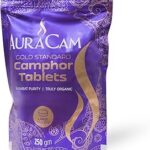 AuraCam Gold Standard Pure Camphor Tablets Pouch for Puja, Meditation, Spirituality | Aromatic Kapooram Tablets | 100% Pure Camphor | Kapur |Camphor Tablets Pouch (Large, Pack of 1, 250 g)
