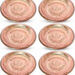 DOKCHAN Copper Om Plate for Pooja, Home Decoration, Temple (mandir), aarti/Copper Pooja thali (Size - 8.5in) Pack of 1