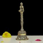 INDICAST 5.5 Inches Brass Hanuman Pooja Hand Bell | Puja Ghanti for Mandir | Handcrafted Pooja Bells for Home Temples and Spiritual Spaces (Weight- 120gm)