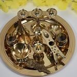 Traditional Kerala Brass Ashtmangalya Set/Pooja Set (8 inch x 8 inch)