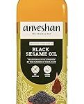 Anveshan Wood Pressed Black Sesame Oil - 1L | Glass Bottle | Kolhu/Kacchi Ghani/Chekku | Gingelly Oil | Natural | Chemical-Free | Cold Pressed Sesame Oil for Cooking.