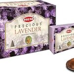 HEM Precious Lavender Incense Cones | Handcrafted Lavender Fragrance for Home Freshness, Positive Energy & Meditation | Low Smoke, Long-Lasting Aroma | Burns 25-30 Min | Pack of 12 (10 Cones Each)