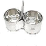 NYRA® Stainless Steel Chougadha/Chaumukha Vegetable Holder with Handle – Premium 2, 3, 4 Container,Capacity- 2.4 Ltr / 3.6 Ltr/ 4.8 Ltr (2 bowl)